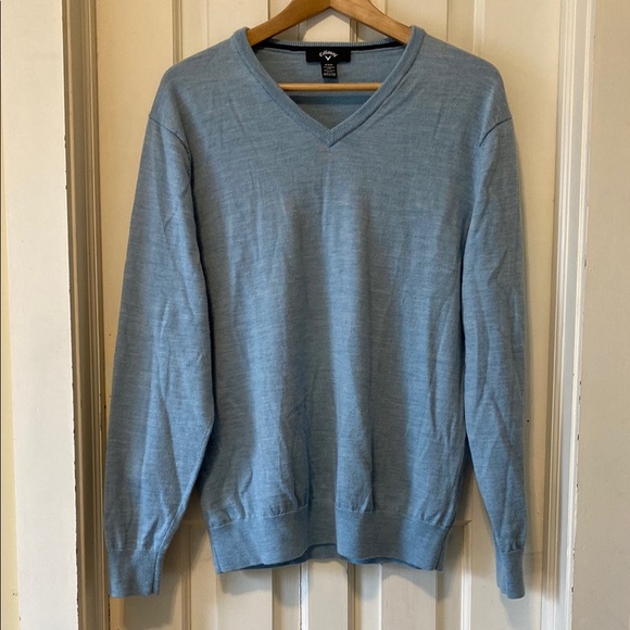 Callaway Other - Callaway 100% Merino Wool Turquoise V-Neck Sweater Preppy Business Casual